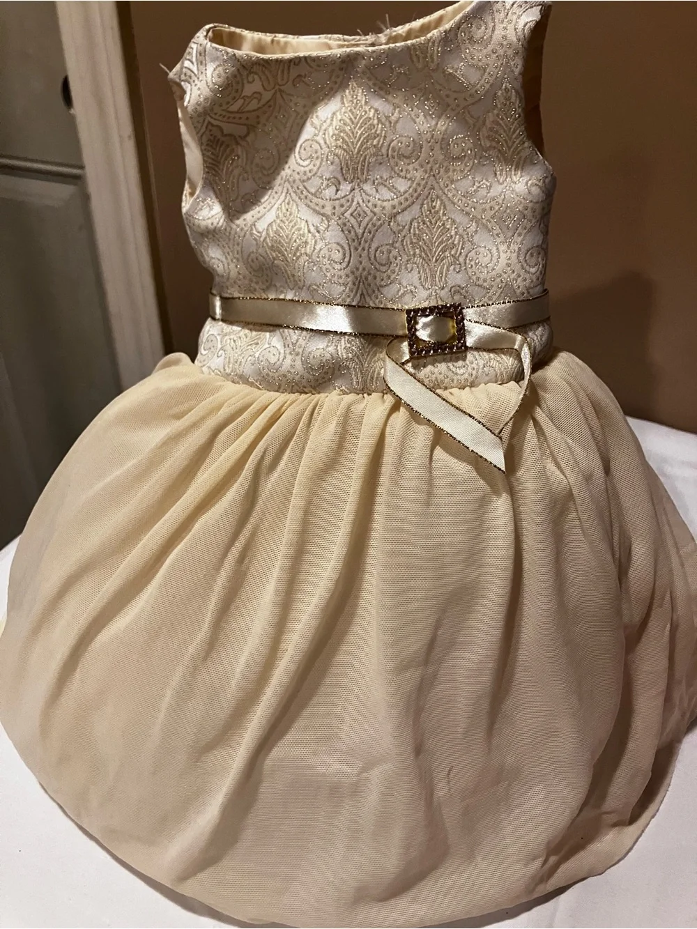 Retired 2005 American Girl Gala Party Dress Gold Brocade Tulle & Matching Shoes⁠